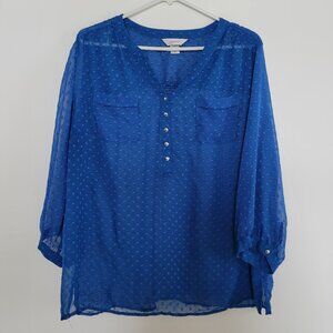 CJ Banks Blouse Blue 1X Plus Size
